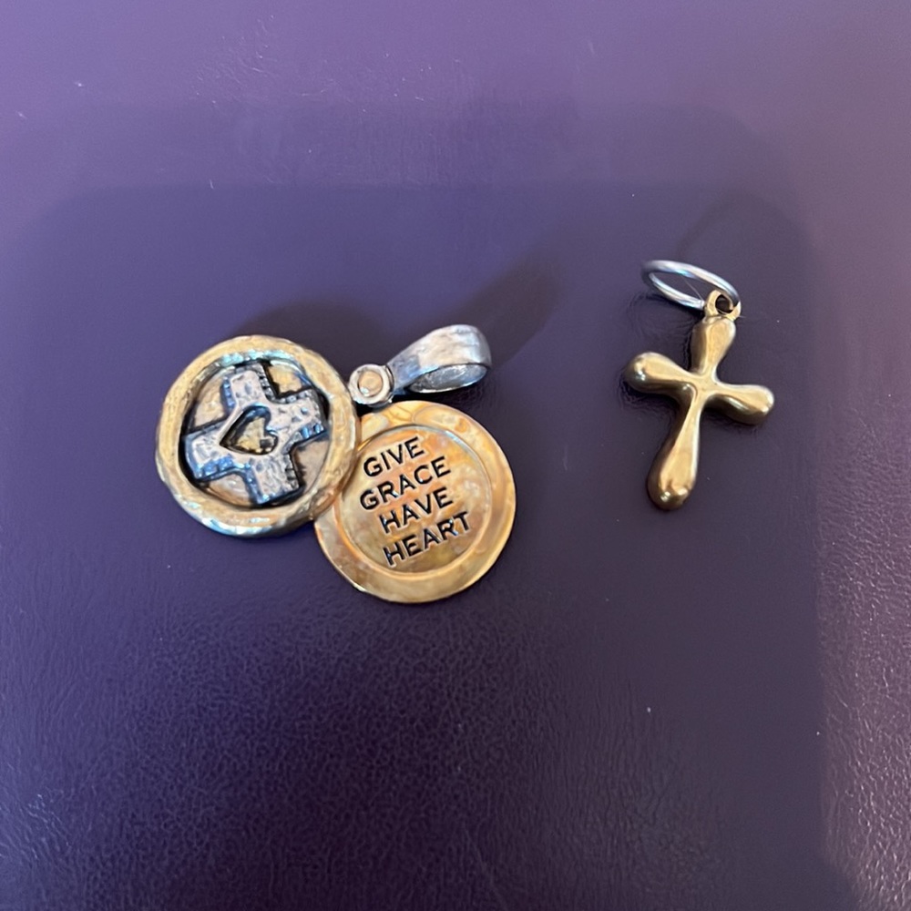 Grace&Heart Set of 2 Charms - 925 Sterling Silver and Brass Charms